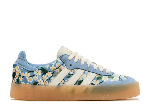Adidas Sambae Liberty London Floral Embroidery Blue Cream White Side