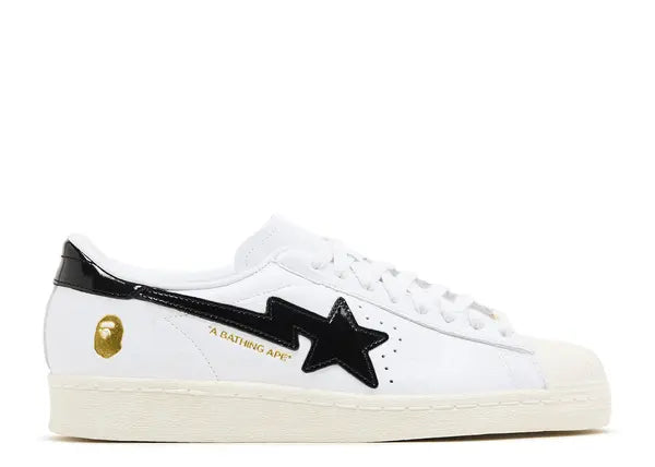 Adidas Superstar Vintage Bape White Black Side