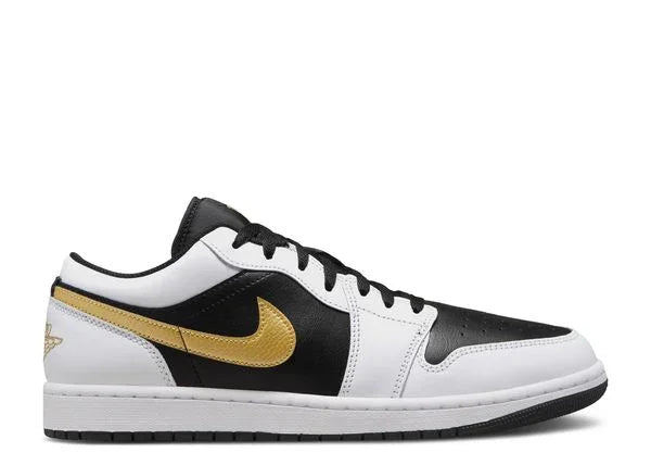 Jordan 1 Low White Black Metallic Gold Swoosh Side
