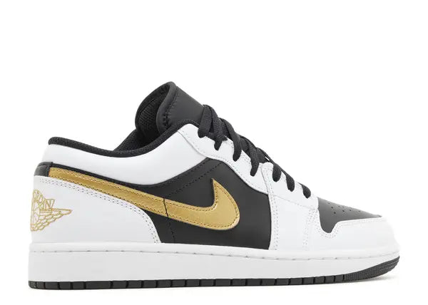Jordan 1 Low White Black Metallic Gold Swoosh Back