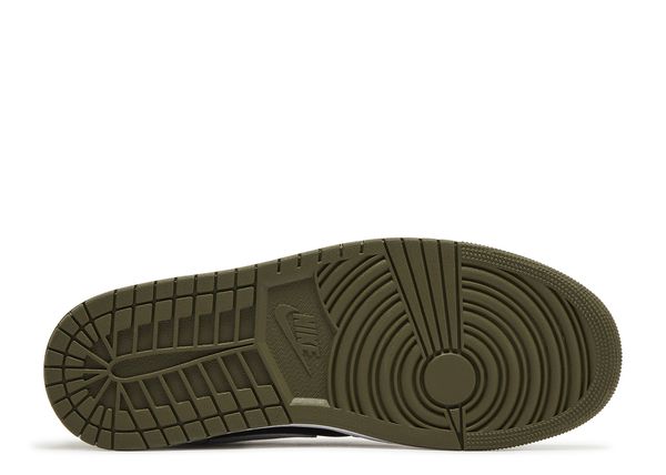 Jordan 1 Mid Black White Olive Bottom