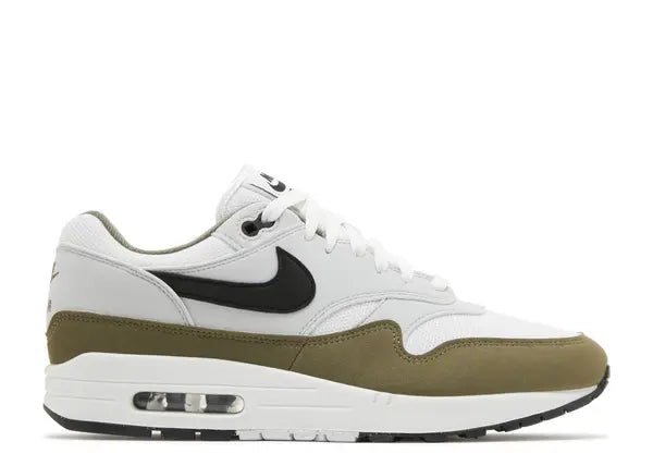 Nike Air Max 1 White Black Medium Olive Side