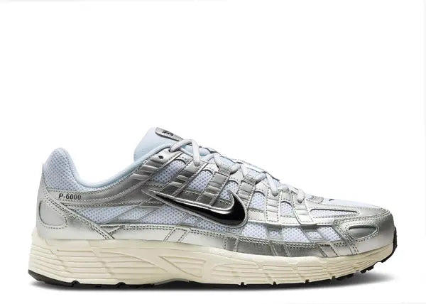 Nike P-6000 White Metallic Flat Silver Black
