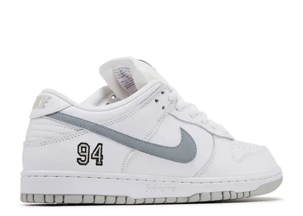Nike SB Dunk Low Supreme White Metallic Silver Back