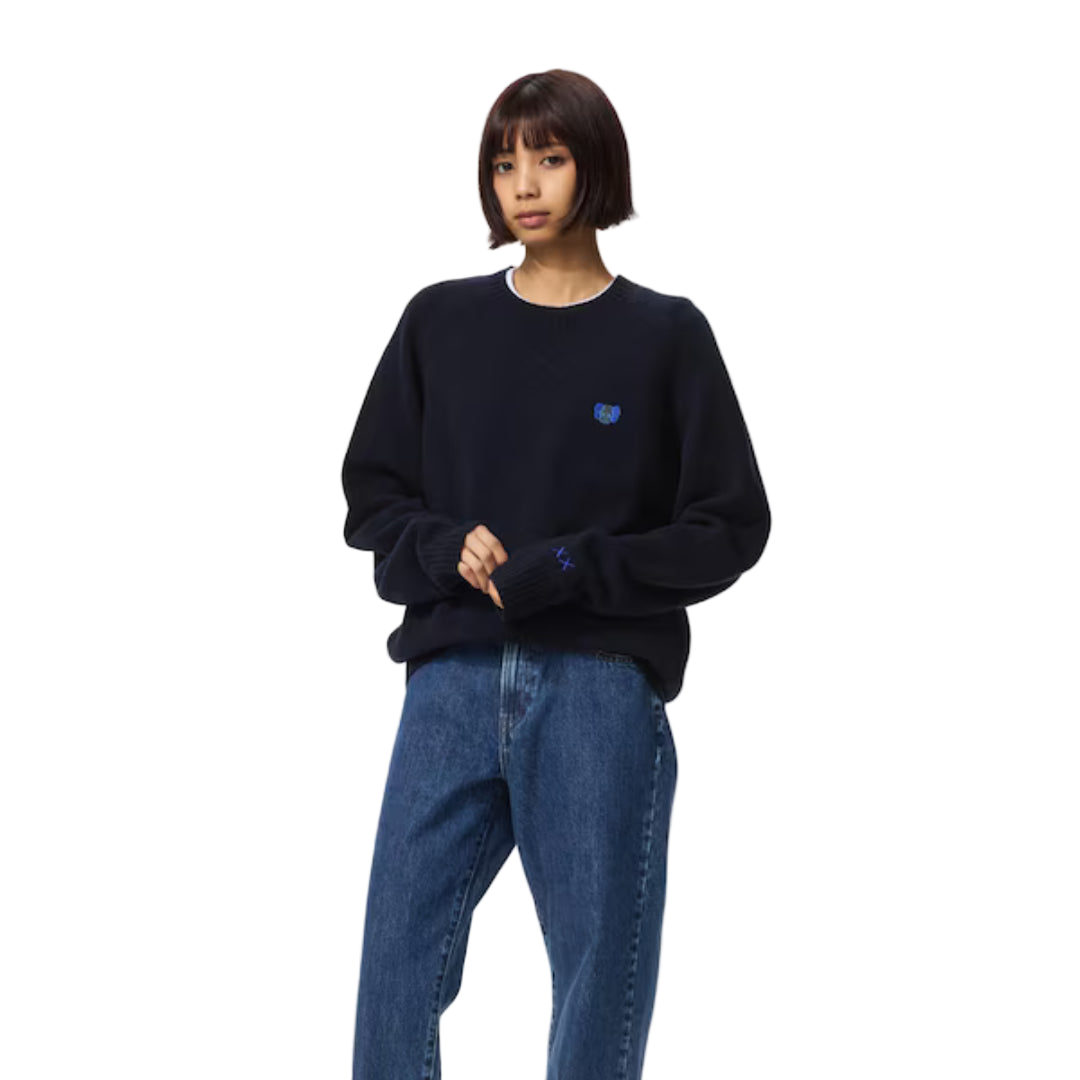 Uniqlo x KAWS Lambswool Crewneck Sweater Navy Outfit