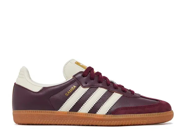 Adidas Samba OG Maroon Gold Metallic Side