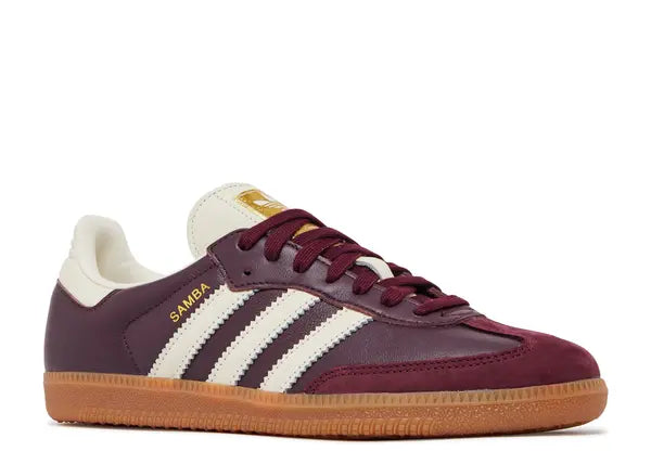 Adidas Samba OG Maroon Gold Metallic Front