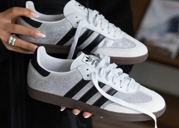 Adidas Samba OG Rhinestone Crystal White Silver Outfit