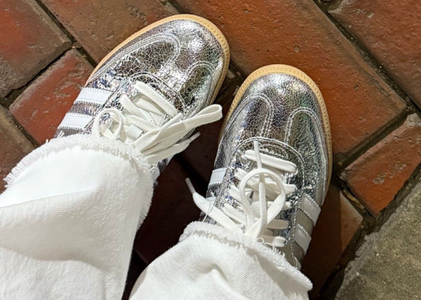 Adidas Samba OG Silver Metallic Cracked Leather Outfit 3