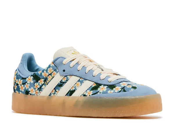 Adidas Sambae Liberty London Floral Embroidery Blue Cream White Front
