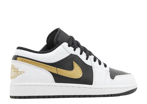 Jordan 1 Low White Black Metallic Gold Swoosh Back