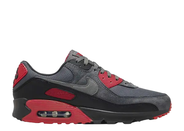 Nike Air Max 90 Smoke Grey Fire Red Side