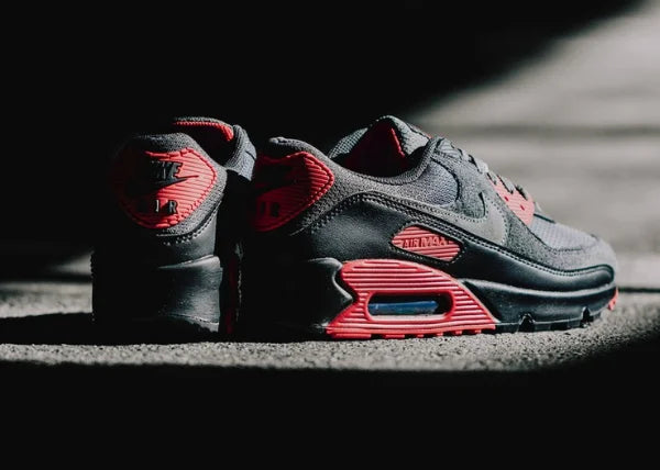 Nike Air Max 90 Smoke Grey Fire Red Outfit